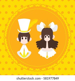 with bride and groom wedding card