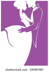 bride and groom, wedding card in elegant style