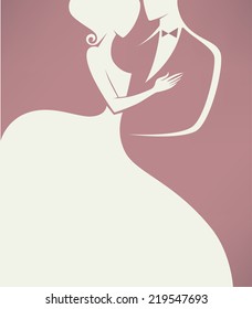 bride and groom, wedding card in elegant style