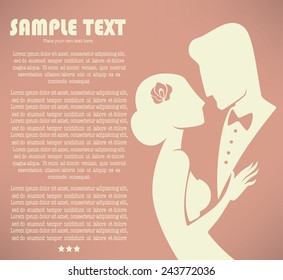 bride and groom, wedding card in elegant style