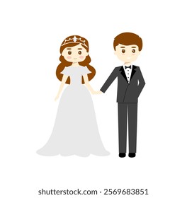 Bride and groom wedding celebration. Cute bridal couple vector