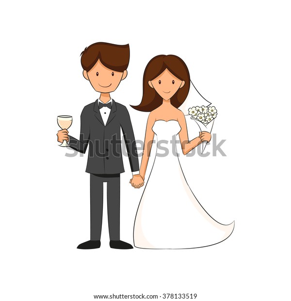 Bride Groom Wedding Celebration Vector Illustration Stock ...
