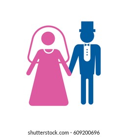 Bride and groom. Wedding couple icon. Vector.