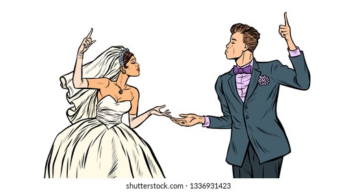 bride and groom, wedding couple. Pop art retro vector illustration vintage kitsch 50s 60s