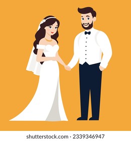 bride and groom wedding couple vector illustration