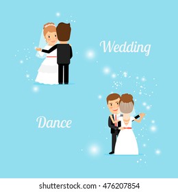 Bride and groom, wedding dance. Vector illustration