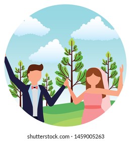 bride and groom wedding day vector illustration