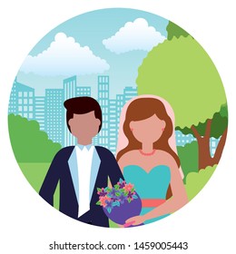 bride and groom wedding day vector illustration