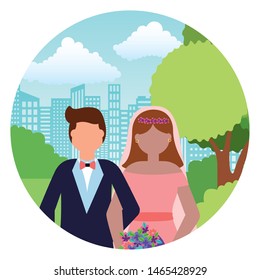 bride and groom wedding day vector illustration