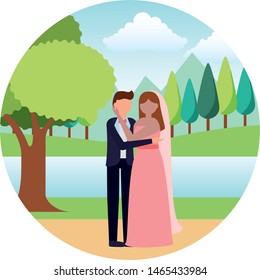 bride and groom wedding day vector illustration