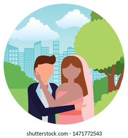 bride and groom wedding day vector illustration