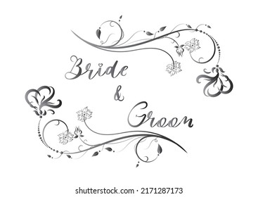 Bride and Groom Wedding Decoration Clip Art Illustration Isolated on White Background