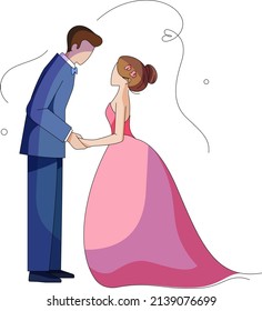 Bride and groom, wedding dress