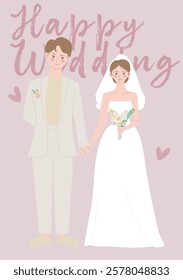 bride and groom in wedding dress and tuxedo