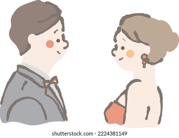 
Bride and groom wedding illustration 