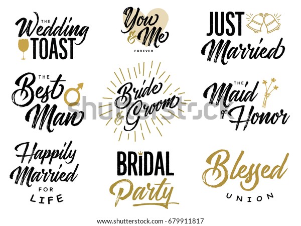 Immagine Vettoriale Stock A Tema Set Di Frasi Per Matrimonio Con Royalty Free