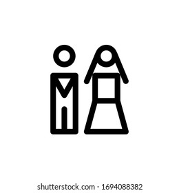 Bride and Groom Wedding Outline Icon Vector Illustration
