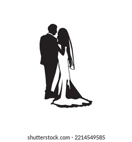 Bride and groom wedding silhouette vector