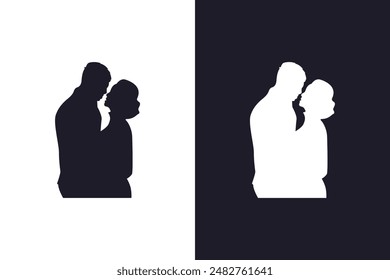 Bride and groom wedding silhouettes, flat icon animation, wedding vector set