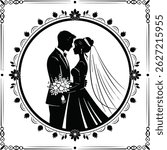Bride and Groom Wedding Vector