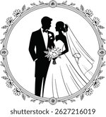 Bride and Groom Wedding Vector