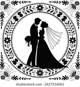 Bride and Groom Wedding Vector