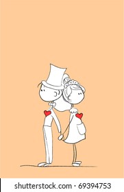 the bride and groom at a wedding, the vector
