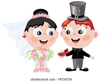Bride and groom,cartoon