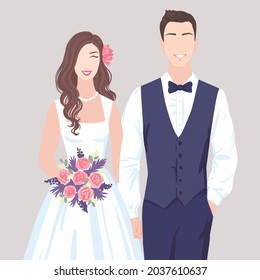 Bride and groome, couple, merriage vector silhuette illustration.