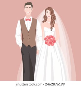 Bride and groome, couple, merriage vector silhuette illustration.