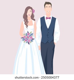 Bride and groome, couple, merriage vector silhuette illustration.