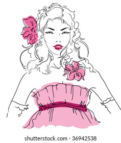Bride, hand-drawn vector illustration