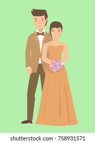 A bride and his couple wearing dress in their weddings