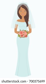 Bride holding a bouquet. Vector illustration EPS 10