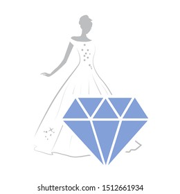 bride with huge blue diamond, vector