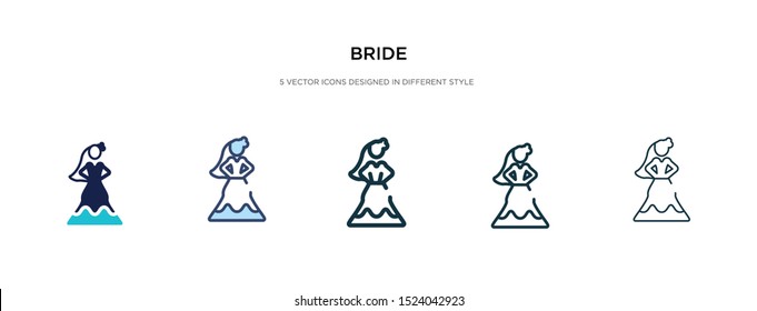 bride icon in different style vector illustration. two colored and black bride vector icons designed in filled, outline, line and stroke style can be used for web, mobile, ui