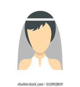 Bride icon in flat style isolated on white background. Wedding symbol vector illustration