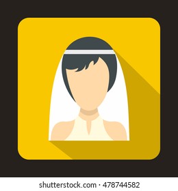 Bride icon in flat style on a yellow background vector illustration