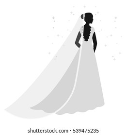 Bride icon in monochrome style isolated on white background. Bride symbol stock vector illustration.