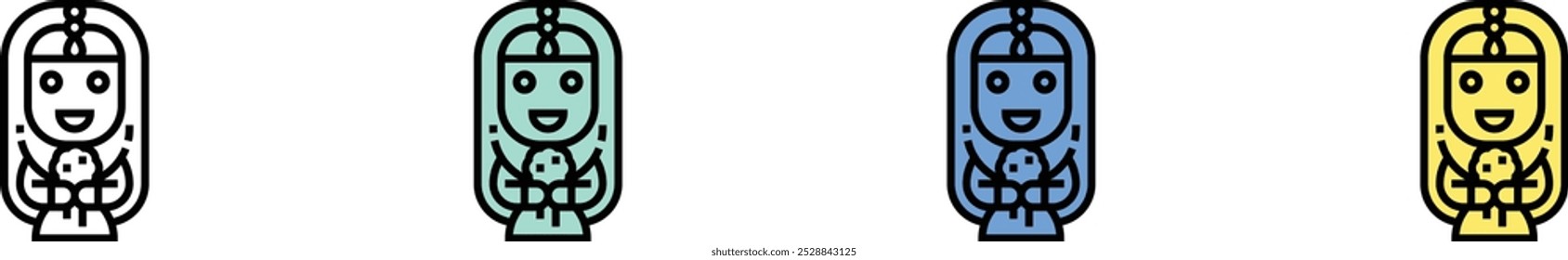 bride icon. Outline, Green, Blue and Yellow Style Design Isolated On White Background