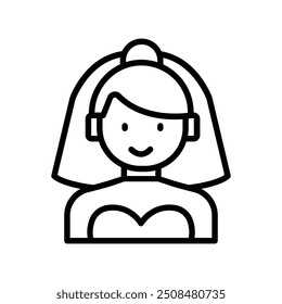 bride icon. Outline style design isolated on white background
