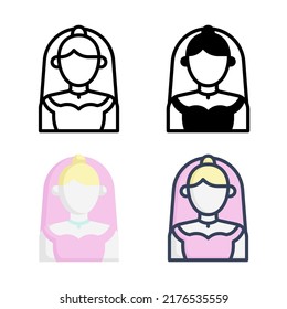 Bride Icon Set Style Collection