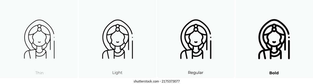 bride icon. Thin, Light Regular And Bold style design isolated on white background