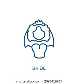 bride icon. Thin linear bride outline icon isolated on white background. Line vector bride sign, symbol for web and mobile