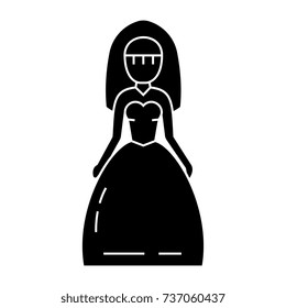 bride icon, vector illustration, black sign on isolated background