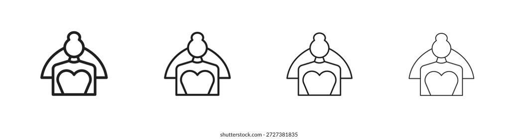Iconos de la novia Esquema símbolo de Vector signo