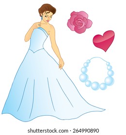 Bride illustration with accessories