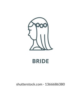 Bride line icon, vector. Bride outline sign, concept symbol, flat illustration