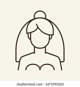 Bride Line Icon. Woman, Veil, Event. Wedding Concept. Can Be Used For Topics Like Celebration, Party, Marriage