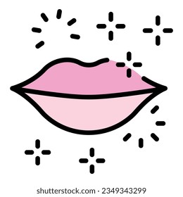 Bride lips icon outline vector. Wedding event. Ceremony party color flat